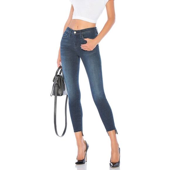 Frame Le Skinny De Jeanne Raw Cut Step Hem Denim Stretch Jeans Size 23 #LSJRS206 - Picture 1 of 7